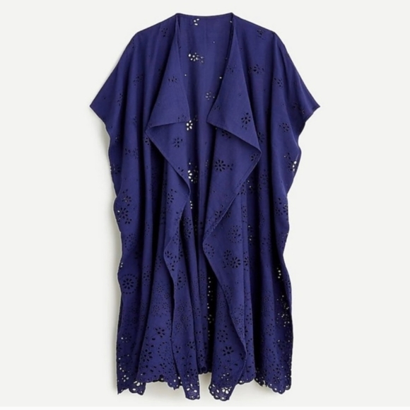 NWOT J Crew Navy eyelet swim cover up wrap OS - Picture 3 of 7